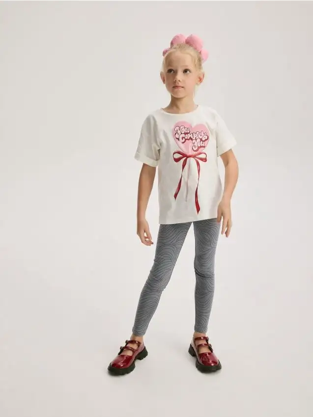 Leggings fantasia con fiocco Colore grigio scuro