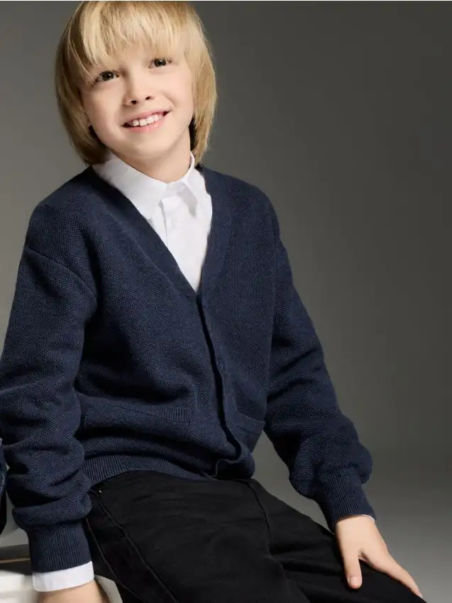 Cardigan strutturato con tasche Colore blu scuro