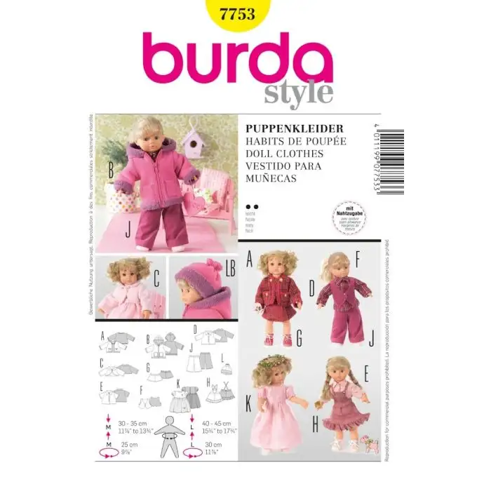 Modello abbigliamento bambola - Burda n7753