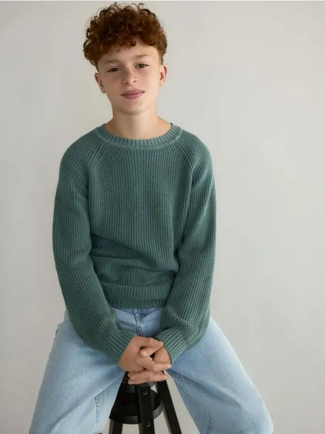 Maglione in cotone Colore verde petrolio