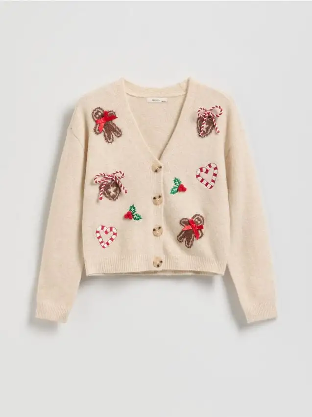 Cardigan con motivo natalizio Colore nude