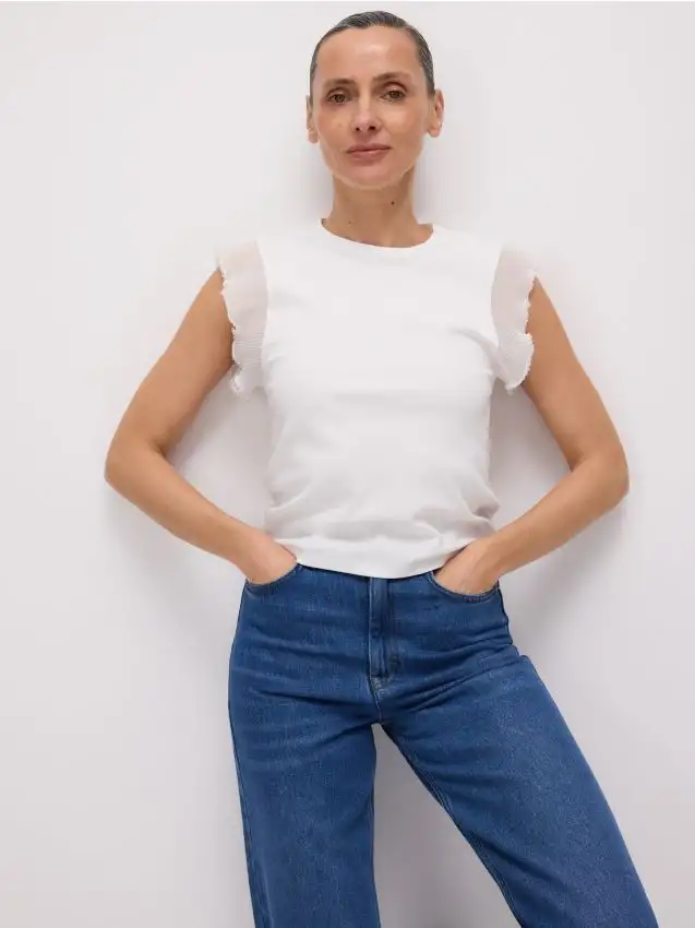 Blusa con inserto decorativo Colore bianco