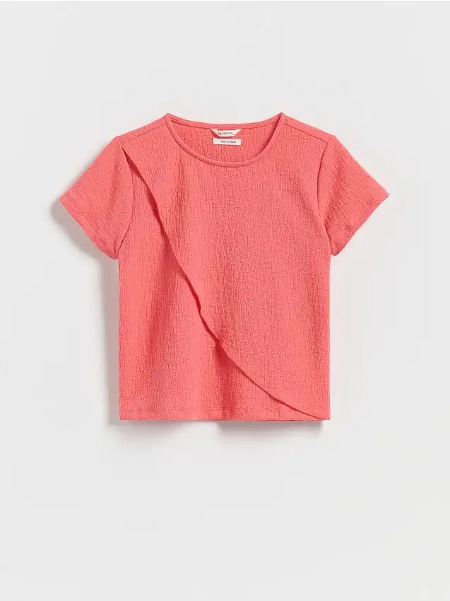 Blusa con cucitura asimmetrica Colore corallo