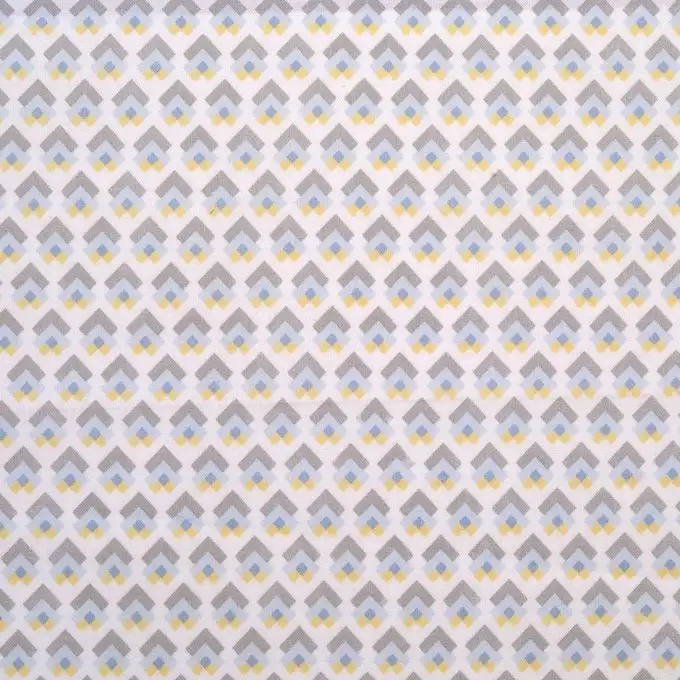 Tessuto geometrico blu grigio e giallo