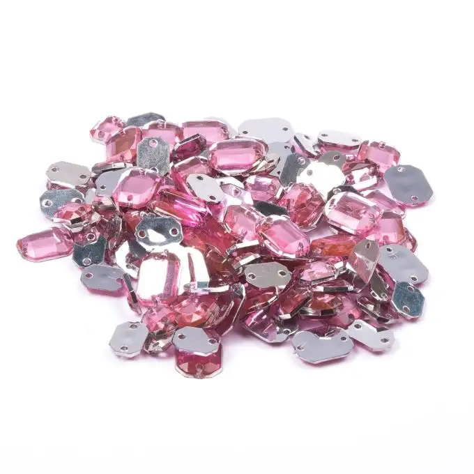 Sequins rettangolari rosa chiaro da cucire 6x8mm e 8x10m
