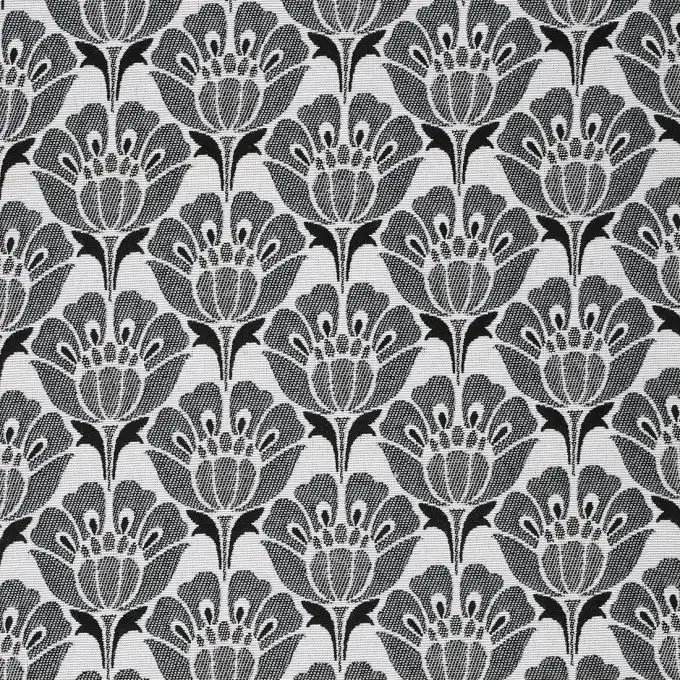 Tessuto jacquard fiori nero e bianco