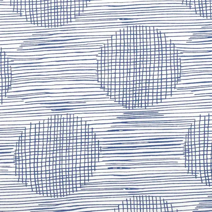 Tessuto voile di cotone cerchi blu