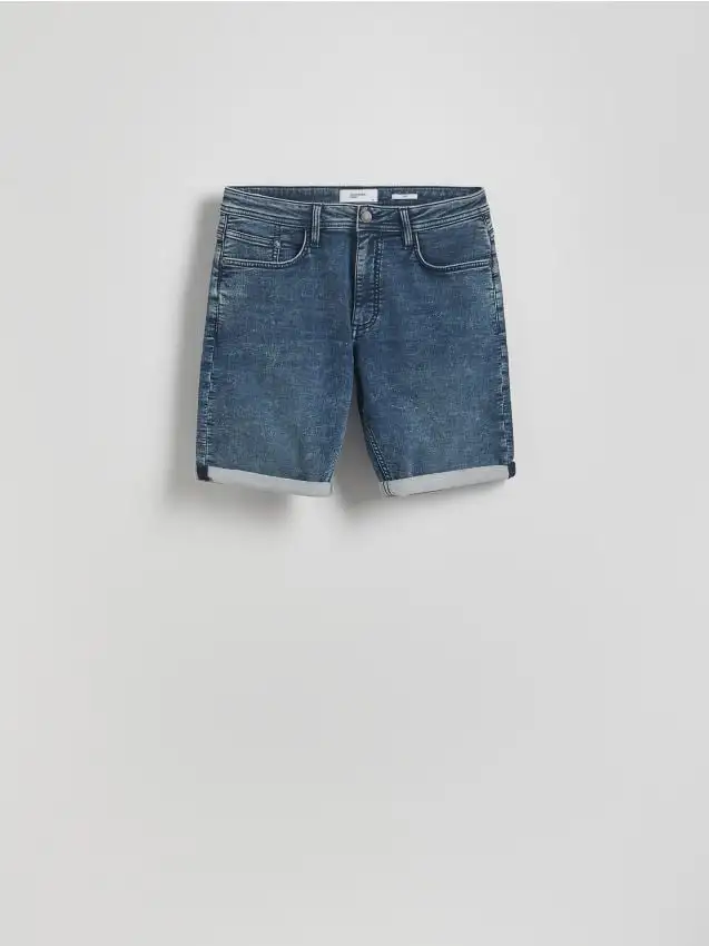 Shorts slim fit con pinces Colore blu scuro