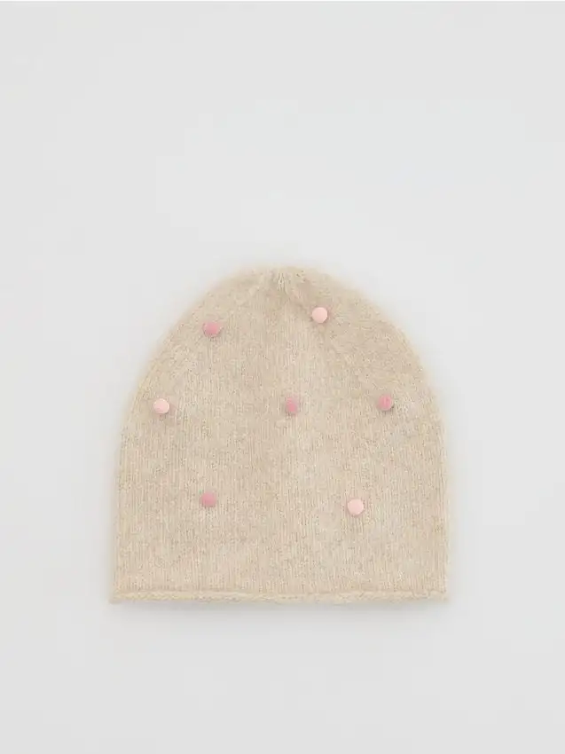 Berretto in jersey con applicazione Colore nude