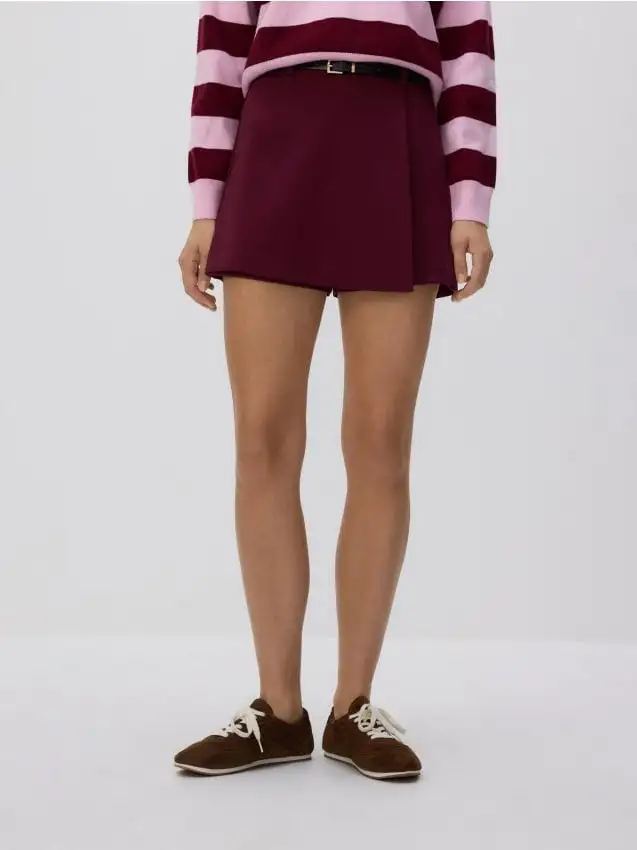 Gonna pantalone con cintura Colore bordeaux