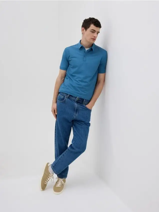 Polo regular fit strutturata Colore indaco