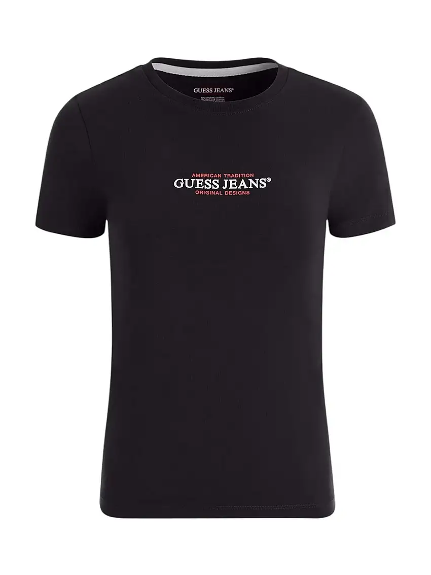 GUESS Women's T-shirt GJ SS CN SLIM AMERICAN TR TEE W4YI03 J1314 JBLK Black