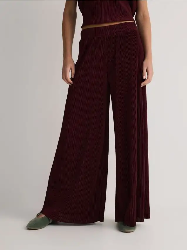 Pantaloni a righe larghi Colore maroon