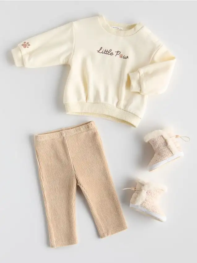 Set in cotone con stampa Colore panna