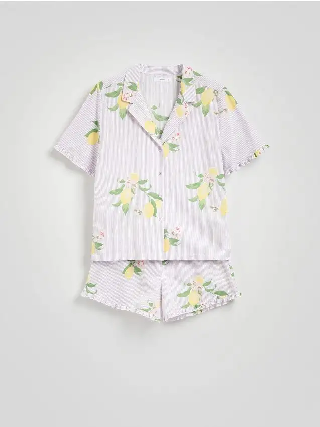 Pigiama a due pezzi con colletto Colore rosa