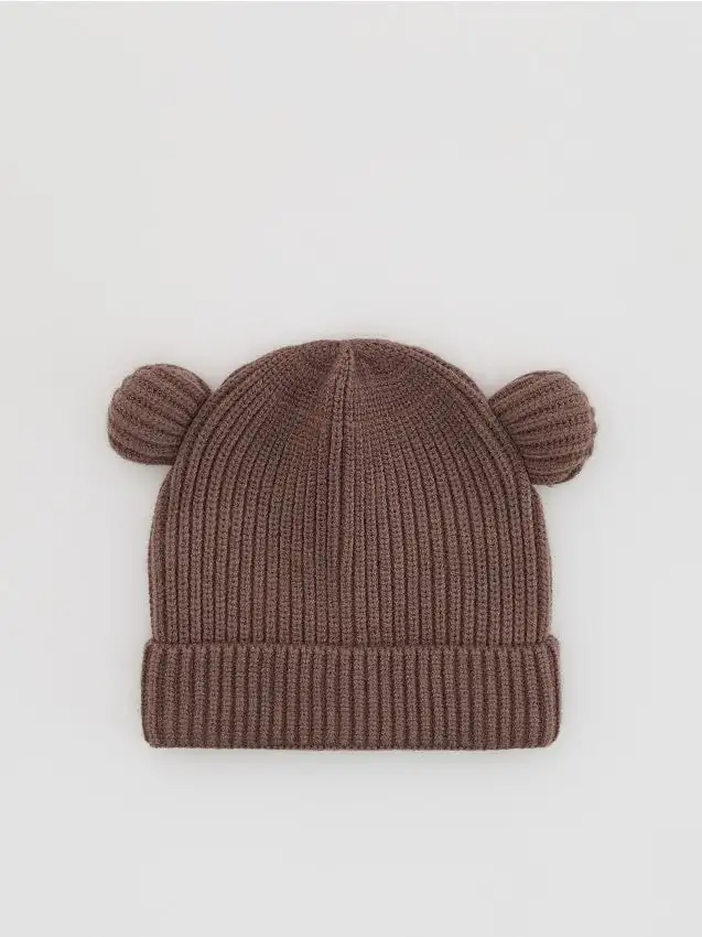 Berretto in misto viscosa a costine Colore caffè