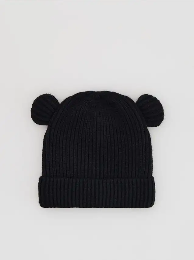 Berretto in misto viscosa a costine Colore nero