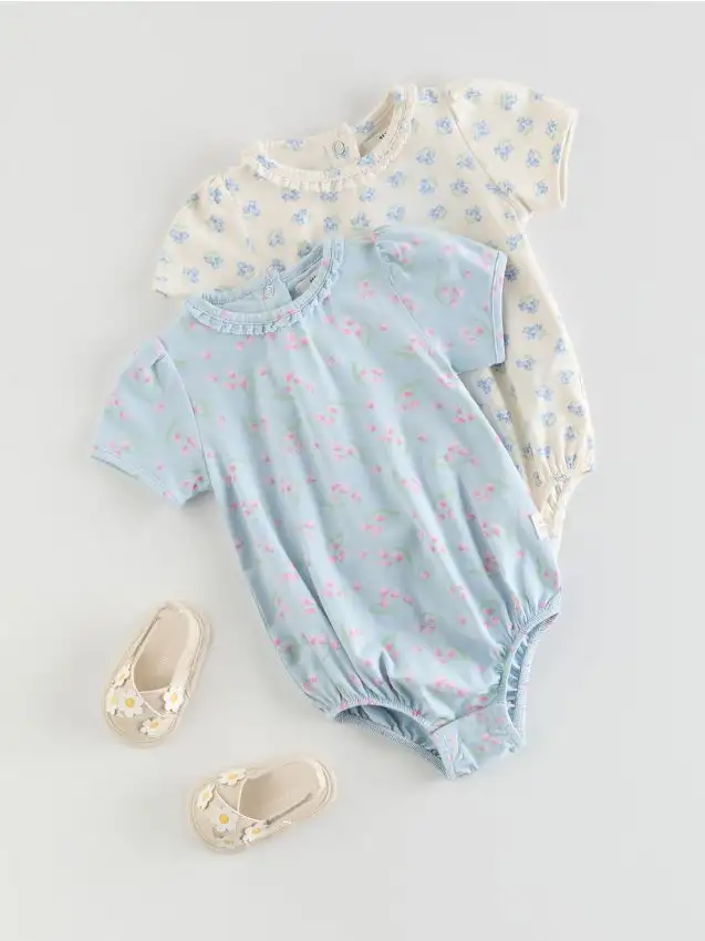 Body in misto cotone con stampa floreale Colore blu pallido