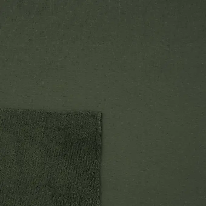 Tessuto felpato pile tinta unita kaki