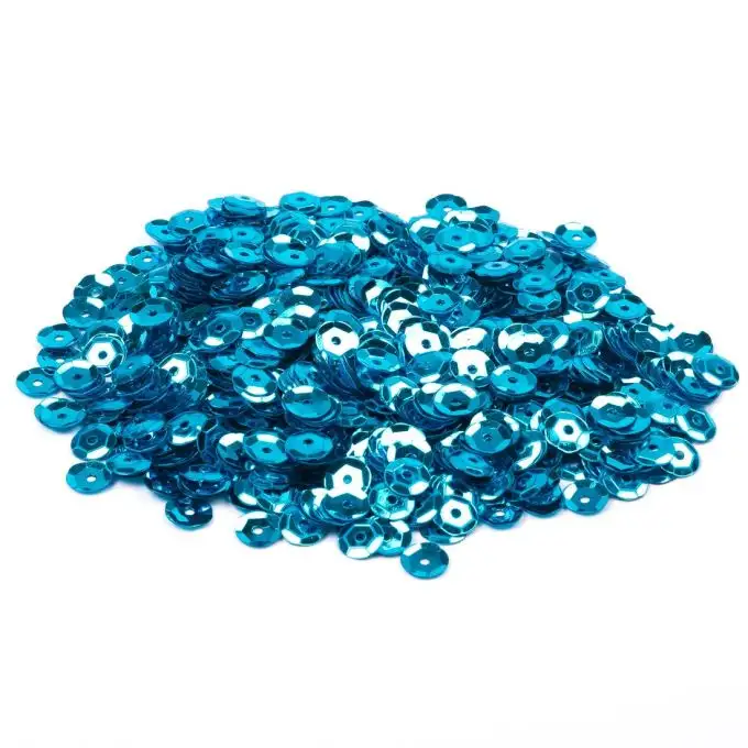 Paillettes lustrini da cucire blu con un foro 6 mm