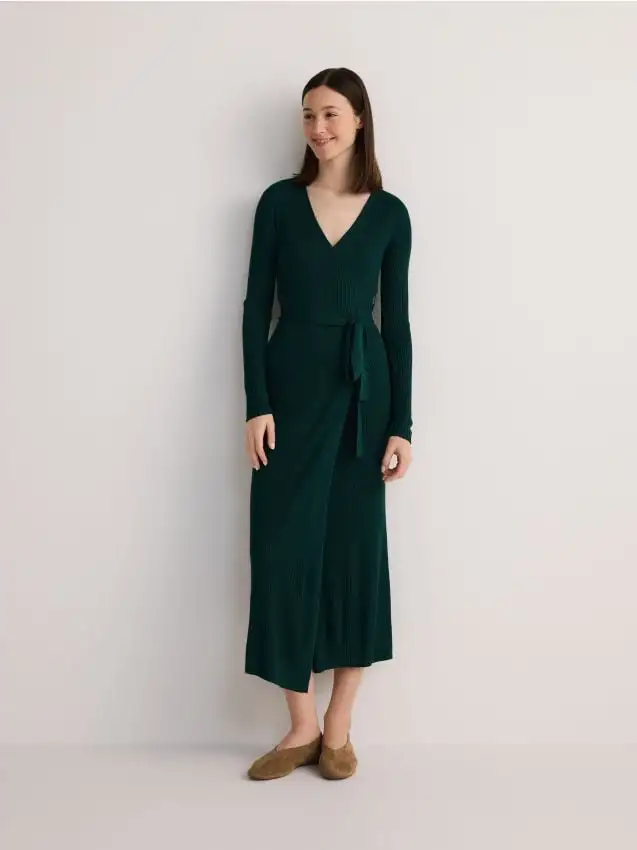 Abito in viscosa Colore verde petrolio