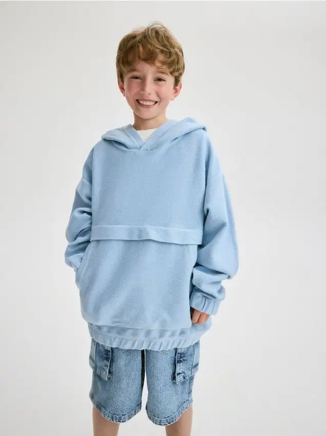 Felpa oversize con cappuccio Colore azzurro