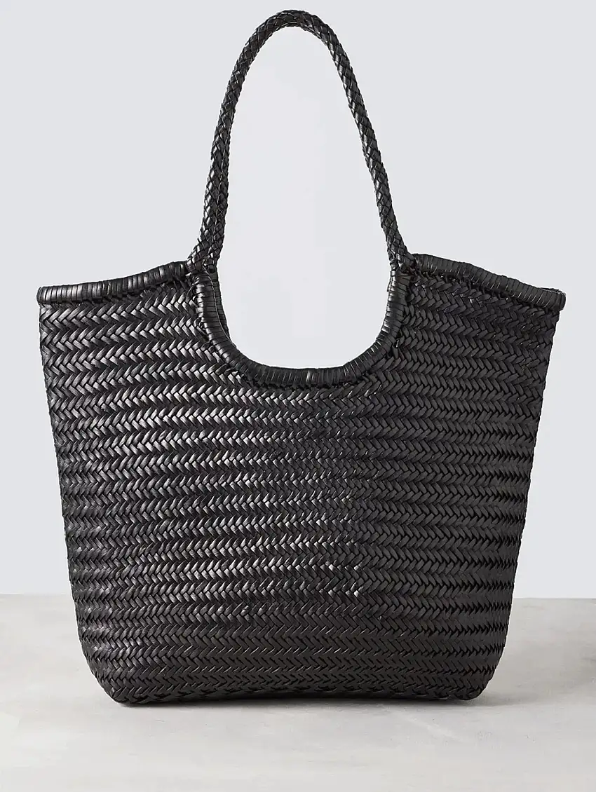 Borsa a Spalla in Pelle Diagonal Arched Tote Nero