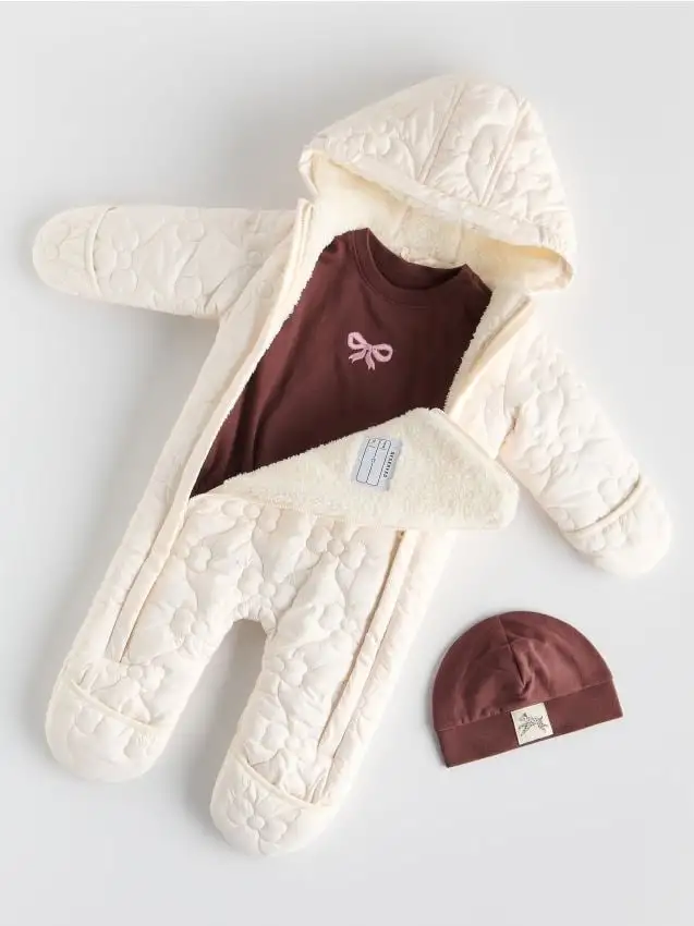 Set composto da cuffia e body in cotone Colore marrone