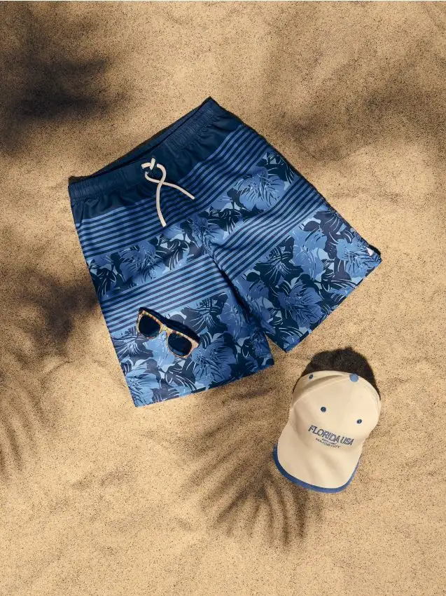 Pantaloncini mare con stampa Colore blu scuro