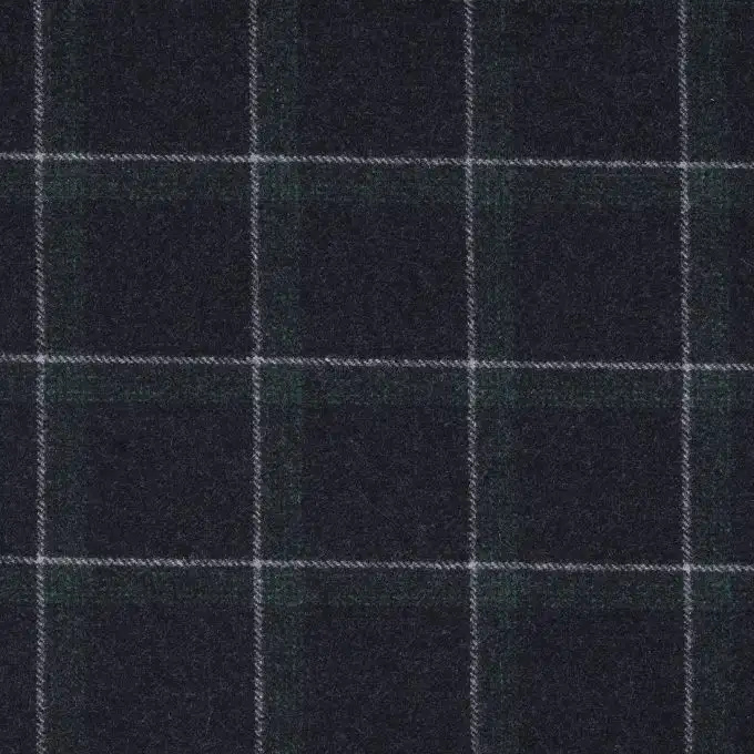 Tessuto lana quadri blu verde