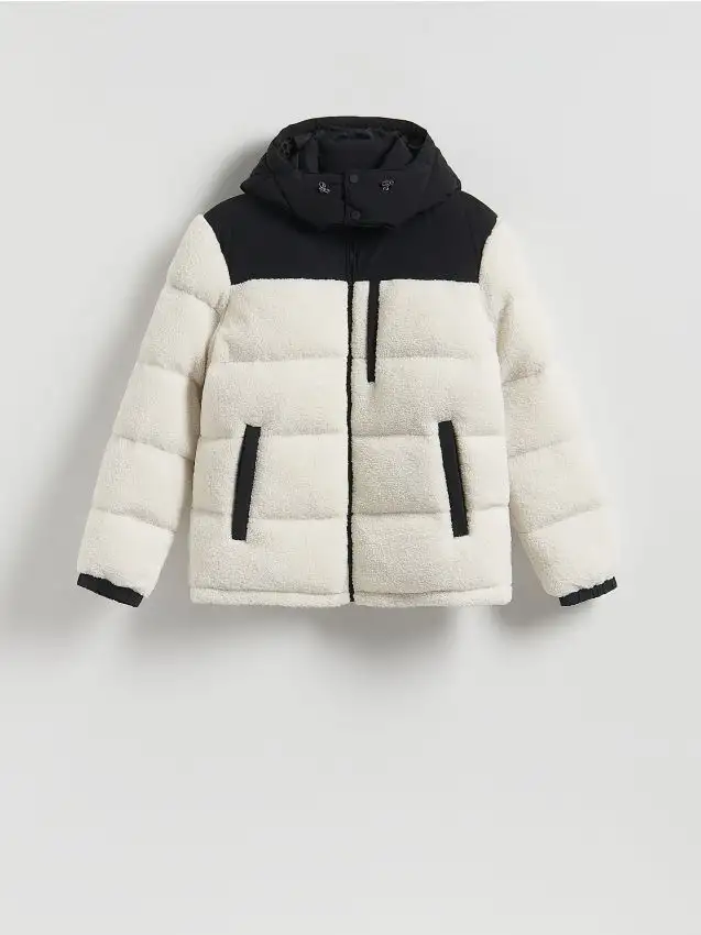 Piumino puffer in sherpa Colore panna
