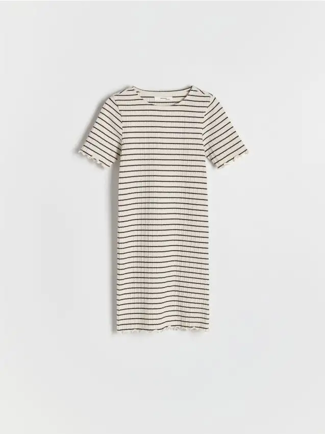 Abito a righe a costine Colore panna