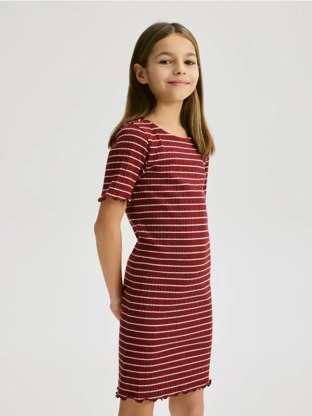 Abito a righe a costine Colore maroon
