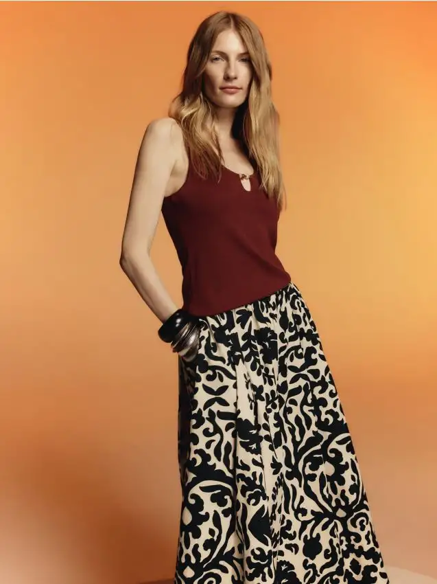 Top con perline Colore mogano