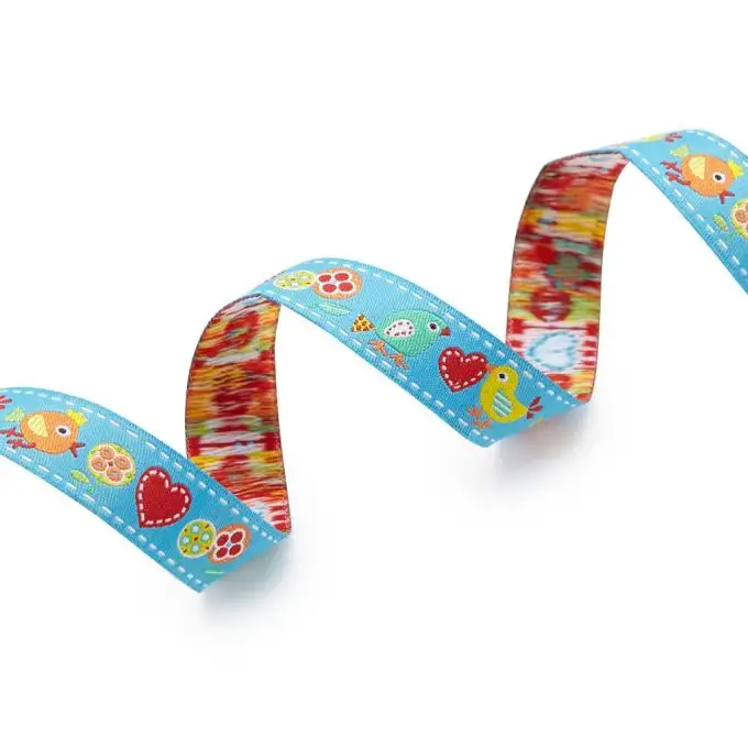 Gallone blu con motivi uccelli