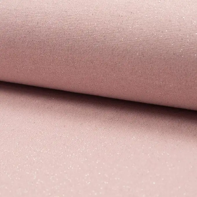 Tessuto jersey costina tubolare lurex rosa cipria