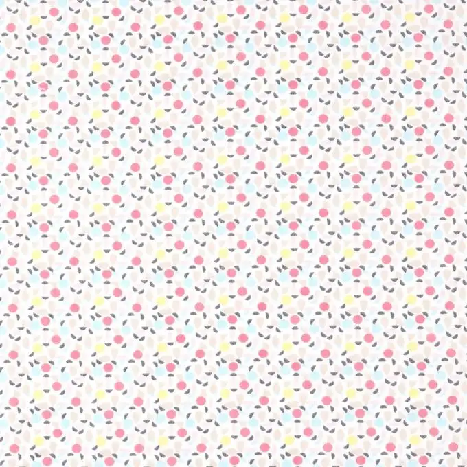 Tessuto popeline cotone cerchi multicolori