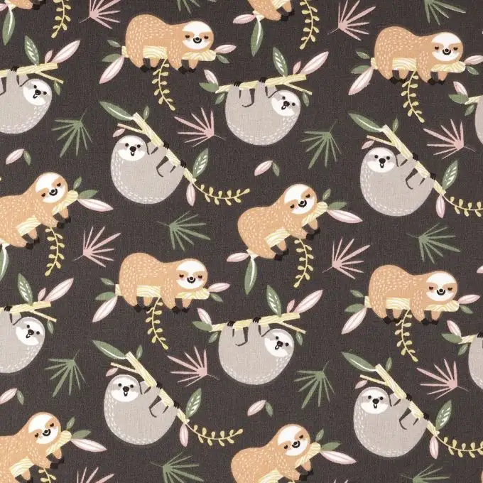 Tessuto cotone grigio bradipo