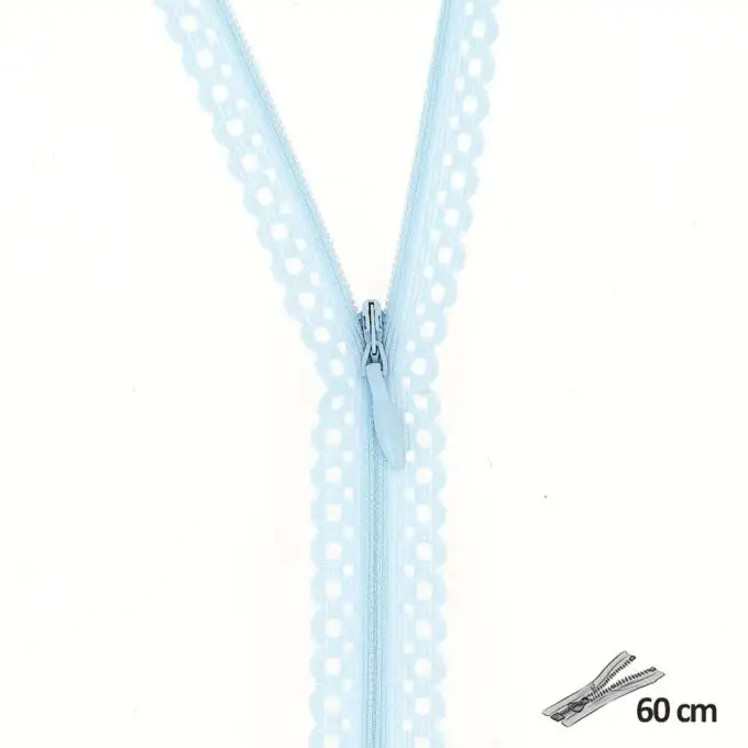 Chiusura pizzo geometrico azzurro cielo 60 cm