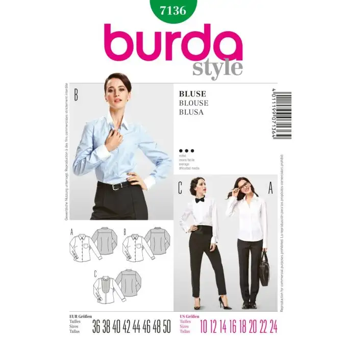 Modello burda 7136 camicetta