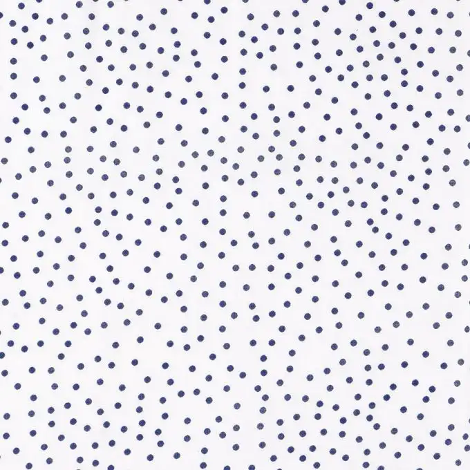 Tessuto voile di cotone bianco a pois blu