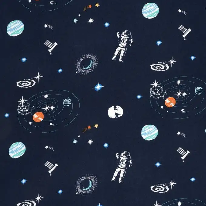 Tessuto popeline blu navy galassia