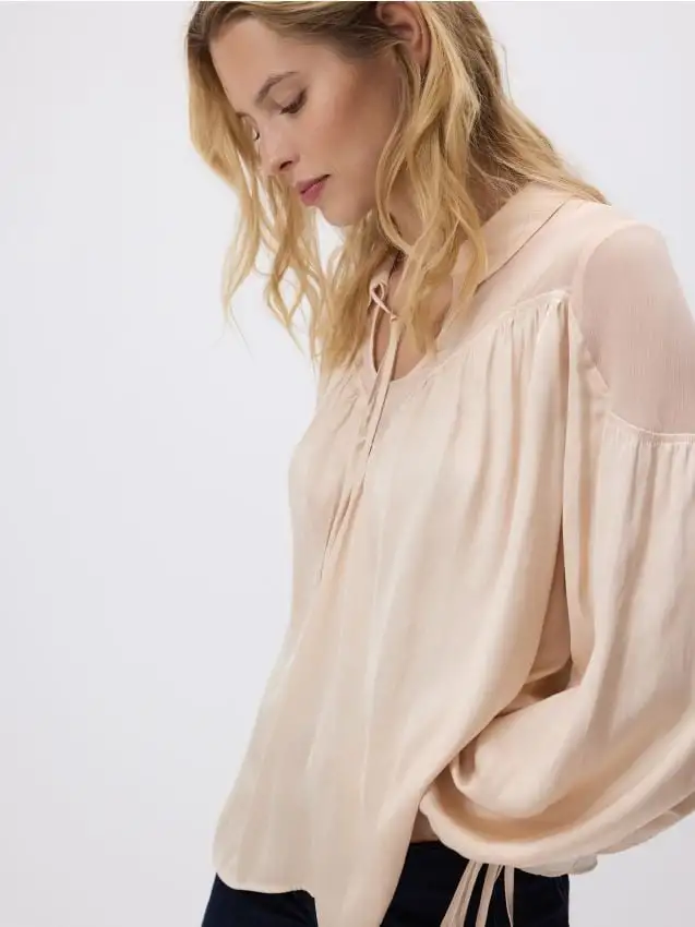 Blusa maniche a palloncino Colore panna