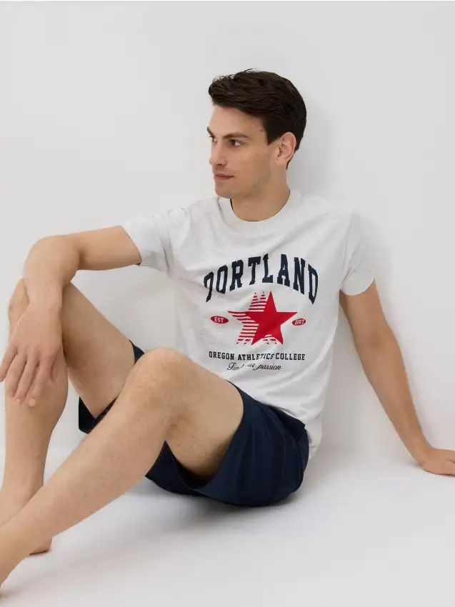 Set pigiama due pezzi stampato Colore grigio scuro