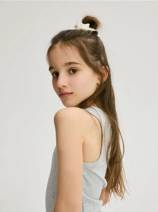 Top a costine Colore grigio chiaro