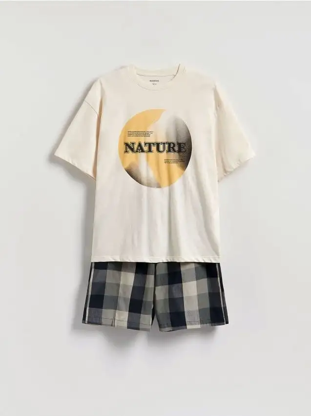 Set pigiama due pezzi stampato Colore panna