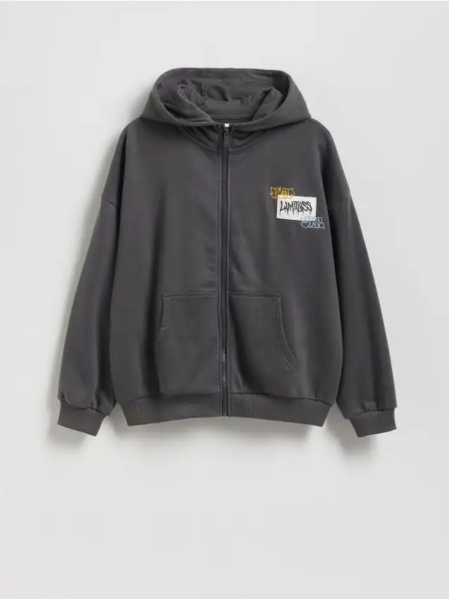 Felpa con cappuccio in cotone Colore grigio scuro