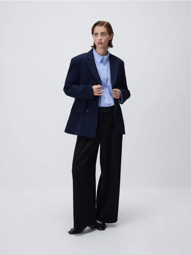 Giacca doppio petto oversize Colore blu scuro