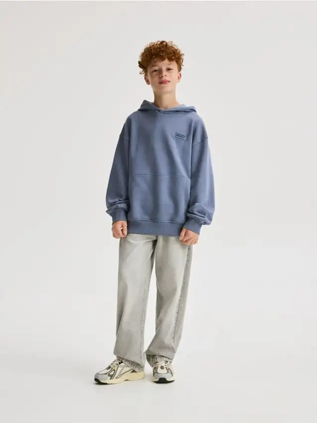 Felpa oversize con cappuccio Colore blu scuro