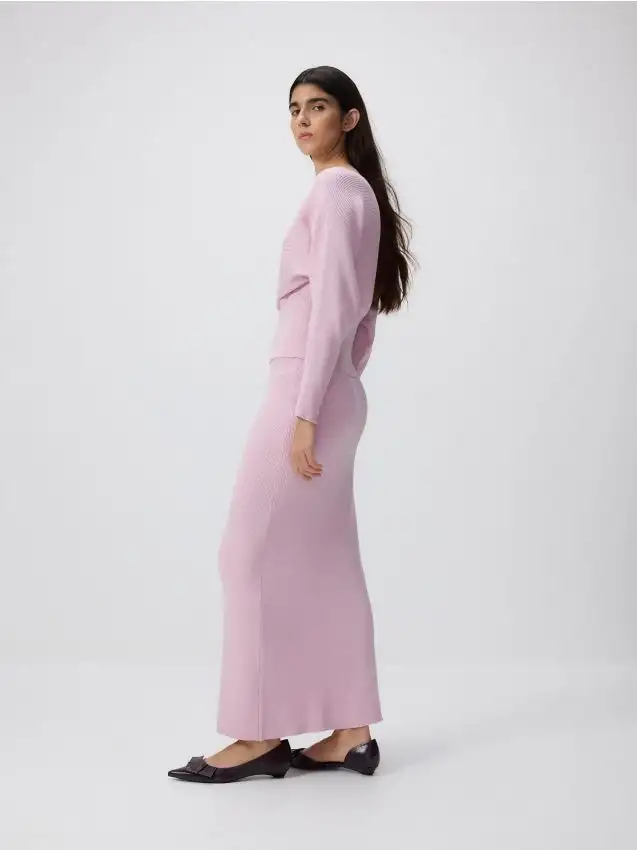 Maxi gonna in maglia Colore rosa pastello